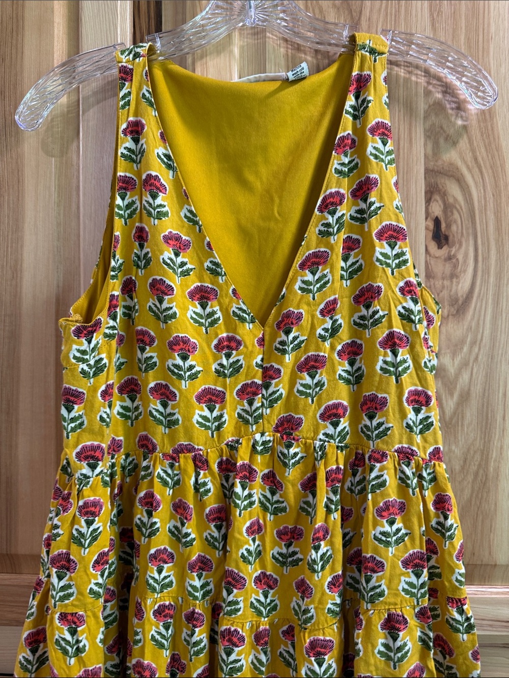 Sincerely Jules Yellow Floral Boho Babydoll Sleeveless Flowy Sundress Size L - Picture 2 of 8